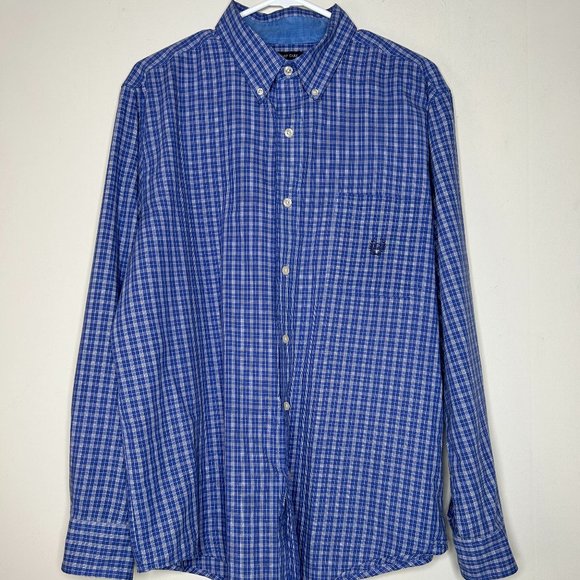 Chemise Homme Chaps En Coton Bleu - Taille M - Manches Longues - Occasion Impeccable